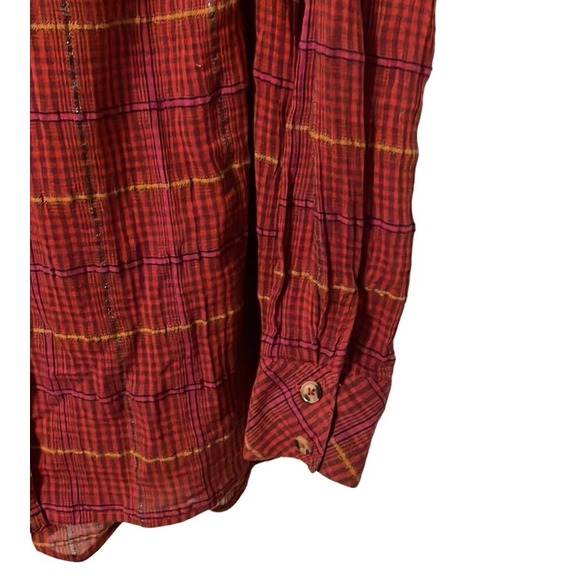 FREE PEOPLE | Women's Break My Stride Red Plaid Button Down Boxy Top Size XS - Picture 3 of 9